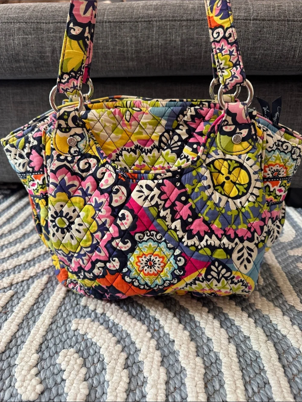 Vera Bradley Multicolor Quilted Floral Handbag Shoulder Bag